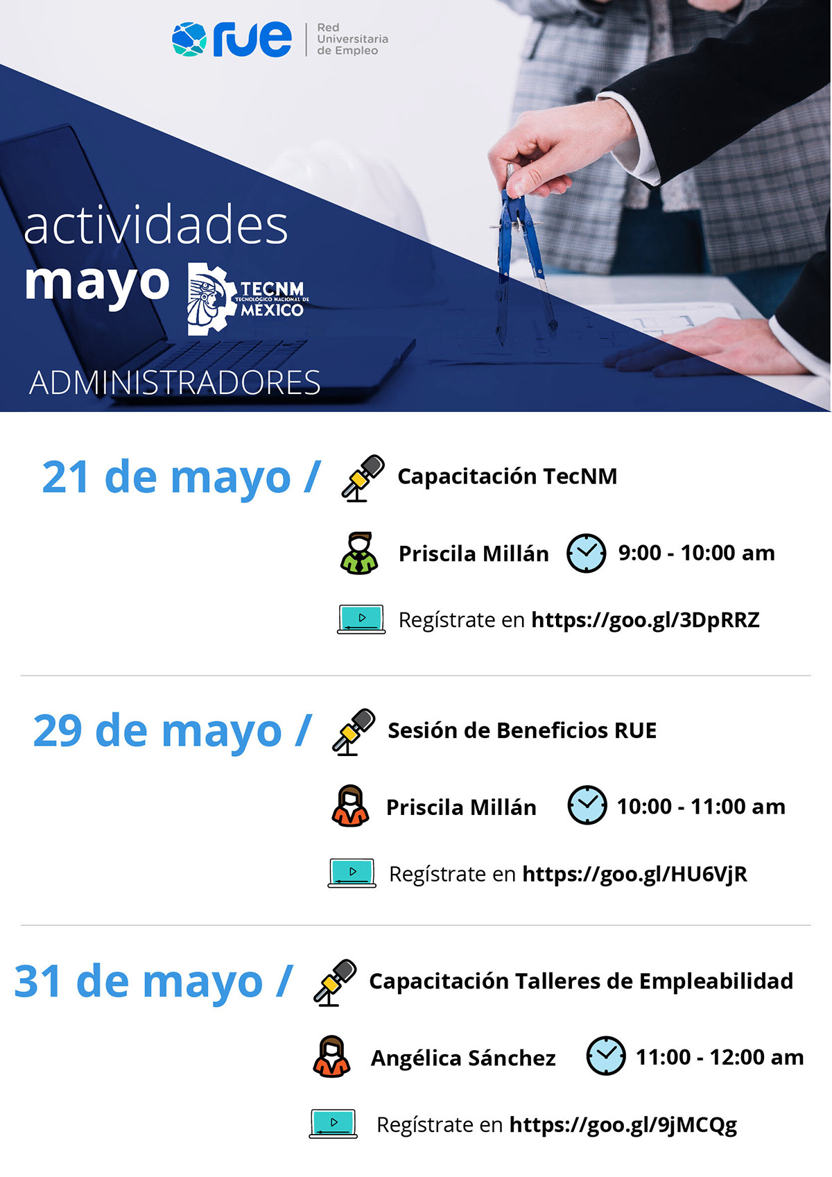 calendario mayo administradores TecNM